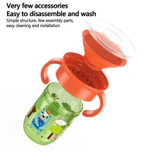 1 件 250ml/260ml 卡通动物鸭嘴防漏训练杯带一体式手柄，360 度防溢魔术饮水杯，适合日常使用 - 彩色 - 查看 12