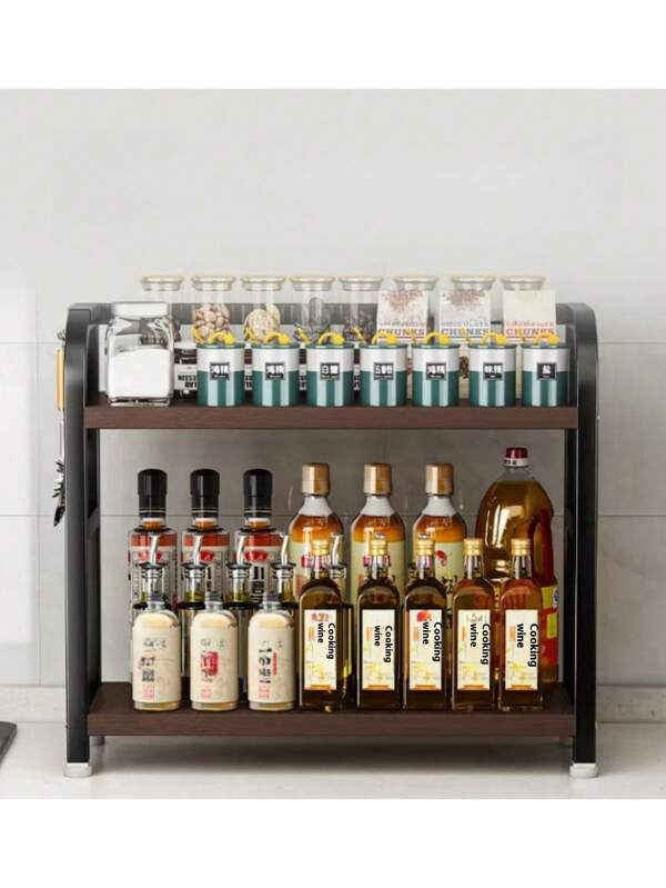 1pc Cozinha Spice Rack, Bancada Condimentos Organizador Prateleira, Mountless Armazenamento Rack Sem Furadeira