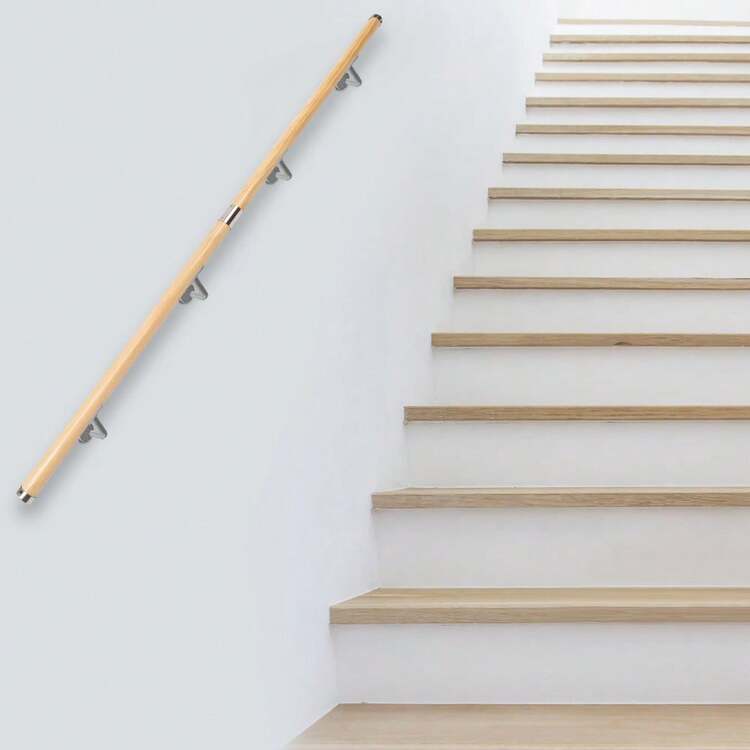 HYYKJ-US 6.6ft Staircase Handrails Wood Anti-Slip Corridor Home Stair Railing Indoor NEW - 1 - Añade 3
