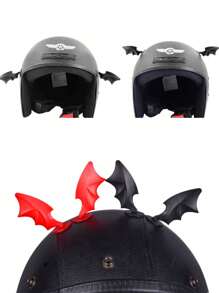 CYTIWOTEK 2pcs Helmet Wings Crafts Stick On Motorcycle Helmet Horns Cute Helmet Horns Devil Wing Decor Evil Costume Ski Helmet Horns Tiara Accessories PP Bat Wing Accessory For Street Bikes, Motorcycle Accessories (Red & Black) - Multicolor - View 7