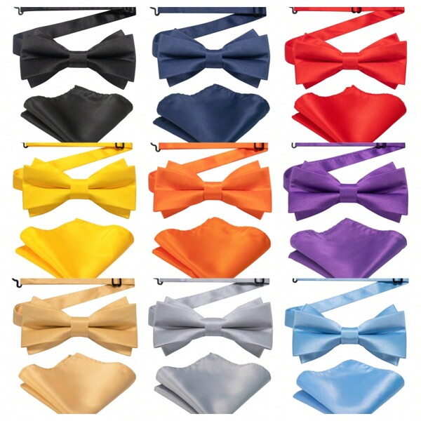1pc Solid Color Polyester Bow Tie, All Seasons