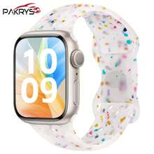 PAKRYS 闪亮花朵图案运动表带兼容 38 毫米 40 毫米 41 毫米 42 毫米 44 毫米 45 毫米 49 毫米，柔软硅胶防水表带兼容 Apple Watch Series Ultra 9 8 7 6 5 4 3 2 1 SE