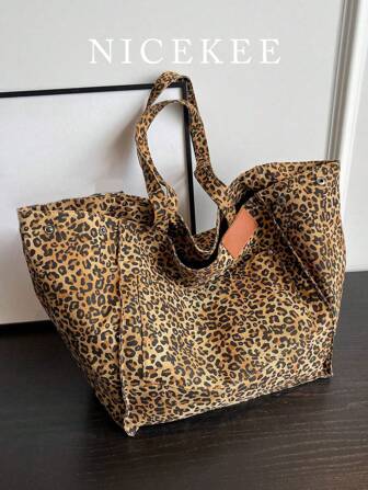 Kleines Design, modische und personalisierte Tragetasche mit großer Kapazität, multifunktionale Leoparden-Zufallsdruck Umhängetasche, lässige retro beliebte hochwertige Achseltasche, geeignet für den Arbeitsweg, Einkaufen und Essen