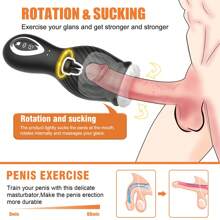 Masturbateur masculin en silicone avec lèvres réalistes, vagin pour un plaisir ultime, 7 modes de succion et de rotation automatiques, intensité réglable pour un jouet sexuel ultime pour homme adulte (noir)