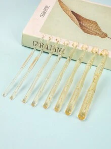 8pcs/Set Crochet Hooks Set With Crystal Handles And 15cm Length For Comfortable And Easy Crocheting 4-12mm Sizes - Transparent - View 6