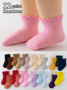 12 Pairs Baby Socks, Suitable For Spring & Summer, Short Socks With Lace, Children's Socks - Multicolor - View 7