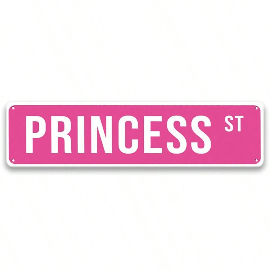 1pc 4X16 Inches "Princess St" Pink Metal Tin Sign, Dormitory Posters, Room Wall Arts, Youth Room Decoration, Cute Room Decor For Teen Girls, For Indoor & Outdoor Use, Bedroom Decor, Summer Party, Home Wall Decor, Dormitory Decor, Perfect Gift For Girls,Home Decor ,Room Decor,Wall Decor Gifts Birthday Graduation School Decor School Surprise Back To School School Supplies - Multicolor - View 1