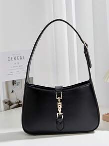 1 pièce Nouveau sac de voyage pour femme, design minimaliste, léger, en PU unicolore. Sangle d'épaule ajustable, fermeture à verrou de luxe. Sac bandoulière croisé idéal pour la sortie, les achats, la photographie, les déplacements, le travail, le bureau, les vacances et l'usage quotidien. - Noir - Voir 3