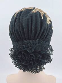 1 件女士优雅时尚网纱花朵亮片串珠拼布发带头巾，透气百搭头巾，适合户外、派对、购物 - 彩色 - 查看 8