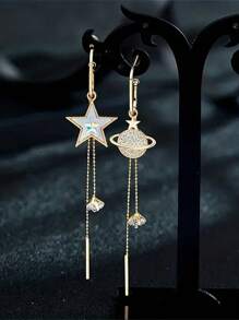 1 Pair & Unique Asymmetric Earring Set, Great For Outdoor, Travel, Party, Wedding, Holiday Outfit And Gift