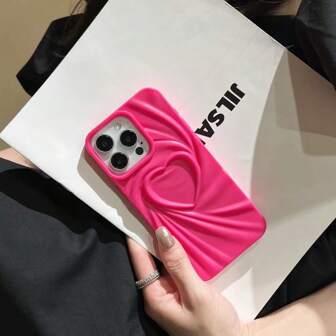 Minimalist Matte Black 3D Heart Phone Case Compatible With Iphone 16 Pro Max/16/16 Pro/16 Plus/15/15 Pro Max/15 Pro/11/12/13/14 Pro Max/11 Pro/11 Pro Max/12 Pro/12 Pro Max/13 Pro/13 Pro Max/14 Pro/14 Pro Max/XS/XR, Creative & Unique Design Waterproof Shockproof Anti-Fall Scratch Resistant