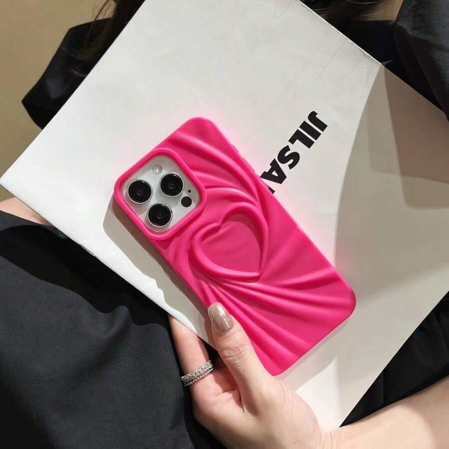 Minimalist Matte Black 3D Heart Phone Case Compatible With Iphone 16 Pro Max/16/16 Pro/16 Plus/15/15 Pro Max/15 Pro/11/12/13/14 Pro Max/11 Pro/11 Pro Max/12 Pro/12 Pro Max/13 Pro/13 Pro Max/14 Pro/14 Pro Max/XS/XR, Creative & Unique Design Waterproof Shockproof Anti-Fall Scratch Resistant
