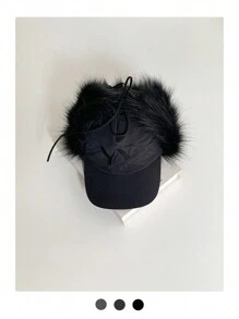 1 pieza Gorra de visera con letra "Yy" bordada, suave y esponjosa, sombrero de béisbol de pana con orejeras para mujer, moda urbana de otoño e invierno, accesorio casual para cubrir las orejas