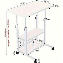 Local DeliveryMobile Desk, Computer Desk For Home Bedroom Bedside Table, Simple Student Writing Desk For Lazy People In Dormitory, Movable And Height-Adjustable Laptop Desk With Wheels That Can Rotate 360% - White - View 2