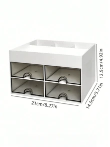1pc Makeup Storage Box, Desktop Organizer With Drawer, Multi-Grid Large Capacity Cosmetic Display Case, Makeup Brush Holder, Suitable For Storing Lipstick, Jewelry, Manicures, Skincare Product, Bathroom Vanity Organiser, Dressing Table Decor, Stationery Container, Back-To-School Supplies, Holiday Gift, Christmas Present