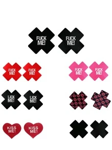 2pcs/4pcs/6pcs/8pcs/10pcs/14pcs/Printed Nipple Patch Disposable X-Type Chest Sticker, Nipple Patch Sexy Bra Disposable Anti-Bump Three-Point Accessories Husband And Wife Passion Anti-Walking Light Adult Products, Male And Female Fun Products, Masks, Night Lights, Desire To Ignite-Valentine's Day Gifts