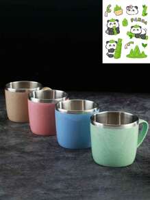 1个304不锈钢马克杯，小麦秸秆元素小马克杯，家用防烫防摔饮水杯，带手柄咖啡杯，不锈钢咖啡杯，双层真空旅行咖啡杯，可盛果汁、牛奶、奶茶、花茶，220ml，教师答谢礼物，马克杯，旅行，夏季必备，母亲节礼物，教师节礼物，不锈钢双层隔热手柄牛奶咖啡早餐杯 - 彩色 - 查看 6