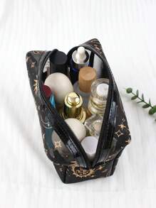 1 pieza Bolsa de maquillaje para mujer, diseño minimalista y elegante de corazón de tul, de gran capacidad y portátil para llevar el maquillaje de uso diario y de viaje, organizador de artículos de aseo, regalos esenciales, accesorios con cremallera