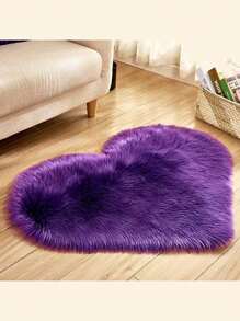 1 pieza Alfombra con forma de corazón de pelo alto y esponjoso, con pelo de 6 cm de largo, apta para sala de estar, comedor, dormitorio, habitación de adolescentes, guardería, disponible en múltiples colores y estilos