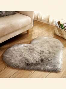 1 pieza Alfombra con forma de corazón de pelo alto y esponjoso, con pelo de 6 cm de largo, apta para sala de estar, comedor, dormitorio, habitación de adolescentes, guardería, disponible en múltiples colores y estilos