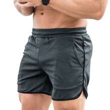 2 Pieces Men's Bodybuilding Training Running Shorts, With Two-Piece Print And Stylish Style - màu đen - Xem 7