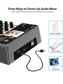 Aveek Professional Audio Mixer, Sound Board Mixing Console With 4 Channel Digital USB Bluetooth Echo Delay Effect, Input 48V Phantom Power Stereo DJ Mixers For Recording, Live Streaming, Podcasting - màu đen - Xem 7