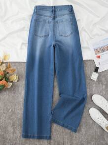 Women's New Distressed Straight-Leg Stretchy Jeans