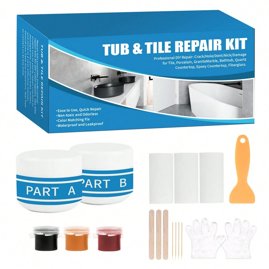 LANBOKIT Tile & Ceramic Repair Kit, Fiberglass Tub Repair Kit And Epoxy Countertop Repair Kit, Toilet Repair Kit, Sink Repair Kit, Granite And Marble Repair Kit For Cracks, Chips, Dents, And Holes
