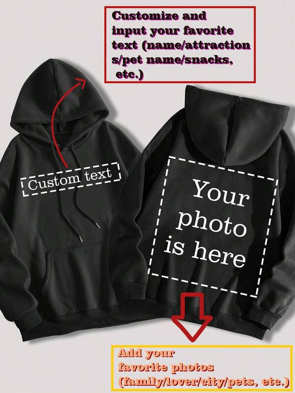 Customizable Hoodies - Design Your Own Printed Hoodie By Adding Your Favorite Photos And Custom Text (Logo/Slogan/City/Family/Loved Person/Favorite Quote) Ornamental,Dawg Stylish,Fashion,Hipster,Contracted,Easy Costume,Minimal Chic,Casual Unique,Custom Treasurefinds,Belle Costume Ideal Gifts For Her Family,Friends,Youth,Pink Girls For Mother's Day,For Youth's Day,For Vacation,Ornamental,Dawg,Unique,Custom,Ideal Gifts For Her,Family,Friends,Pink Girls,For Holiday,For Vacation,For Anniversaries,Chic Autumn, Utilitarian Chic, Fall New Style Women, Tendencia Local, Graphic Print