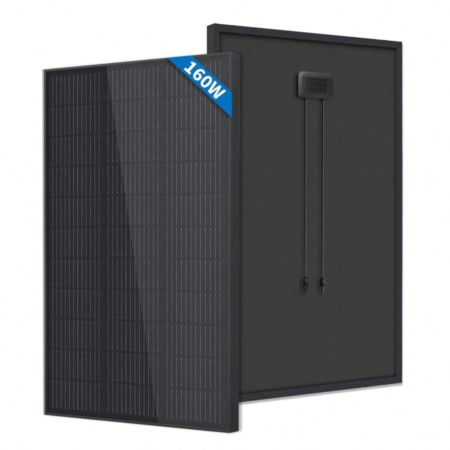 FIREFLY ENERGY 160W Monocrystalline Solar Panel All Black Module Solarpanel For RV Boats Trailer Camper Marine Off-Grid System - 160W - View 1