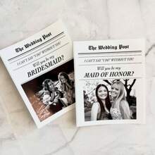 1-12张任意尺寸定制葡萄酒标签，防水标签，定制照片葡萄酒标签，黑白照片伴娘邀请报纸标签，伴娘葡萄酒标签，邀请礼盒，“你愿意做我的伴娘吗？”，必备品，定制贴纸，乔迁之喜，时尚设计，Poetcore - 彩色 - 查看 8