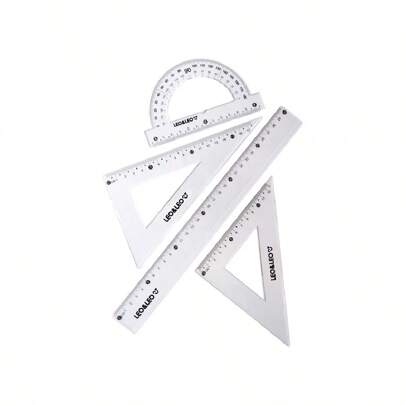 Kit Material Escolar Com Geométrico Régua E Apontador E Lápis E Borracha E Cola Bastão E Tesoura