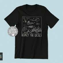 Scuba Diving T-Shirt Respect The Locals, Diving Instructor Shirt, Scuba Diver Gift, Underwater Sport Tee, Unisex - Black - View 1