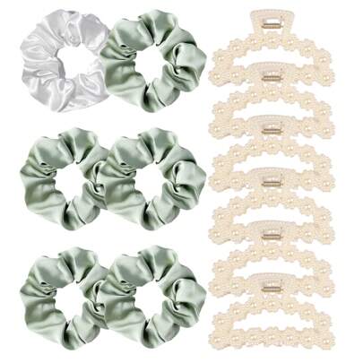 12 件伴娘礼物套装人造珍珠发爪夹和缎带求婚礼盒新娘派对礼物单身派对礼物、婚礼装饰、家居装饰、房间装饰生日毕业