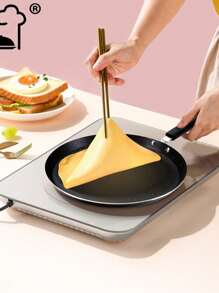 1 Set (1pc Skillet +1pc Applicator) Flat Skillet, Crepe Pan, Tortilla Pan, Flat Skillet, Omelet And Kitchen Induction Cooker Pan, Pancake Pan Round Skillet With Cooling Handle, This Crepe Pan Can Be Used On Gas, Induction Cooker, Electric Stove, Electric Ceramic Stove And Other Stoves