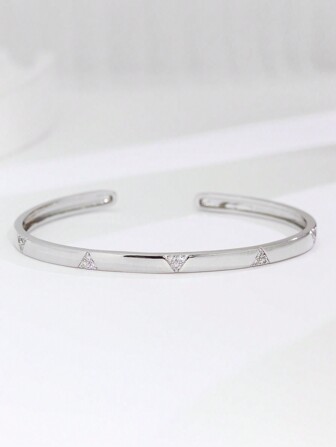 Charm-In 1ชิ้น กำไลข้อมือสีเงินลายดอกไม้ จากเซอร์โคเนีย สำหรับผู้หญิง