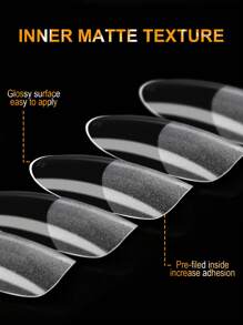 550pcs/Box Oval False Soft Gel Nail False Tips, Medium Oval Shape False, Transparent Semi-Matte Full Coverage Tips Pre-Shaped Professional Acrylic Press On Nail Tips For Nail Extension Salon Manicure Accessories Tools - Clear - View 4