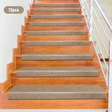 Non Slip Stair Treads For Wooden Steps Indoor, 13 Pack 22*9.45in Carpet Stair Treads For Wood Stairs, Machine Washable Stair Runners For Kids Elders And Pets, Grey - Màu be - Xem 3