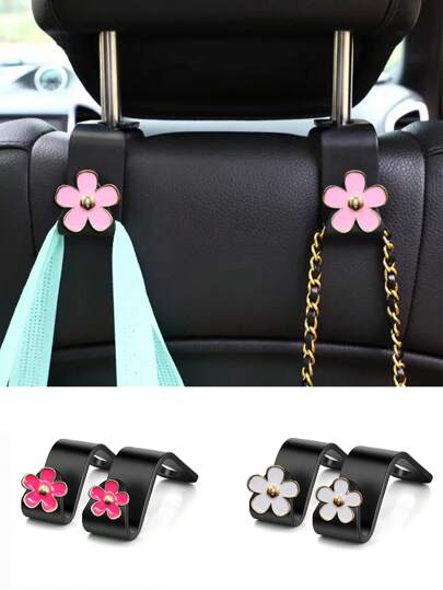 2pcs Car Flower Hooks Car Seat Back Hooks And Storage Items Inside The Car (Hook Direction Is Random)