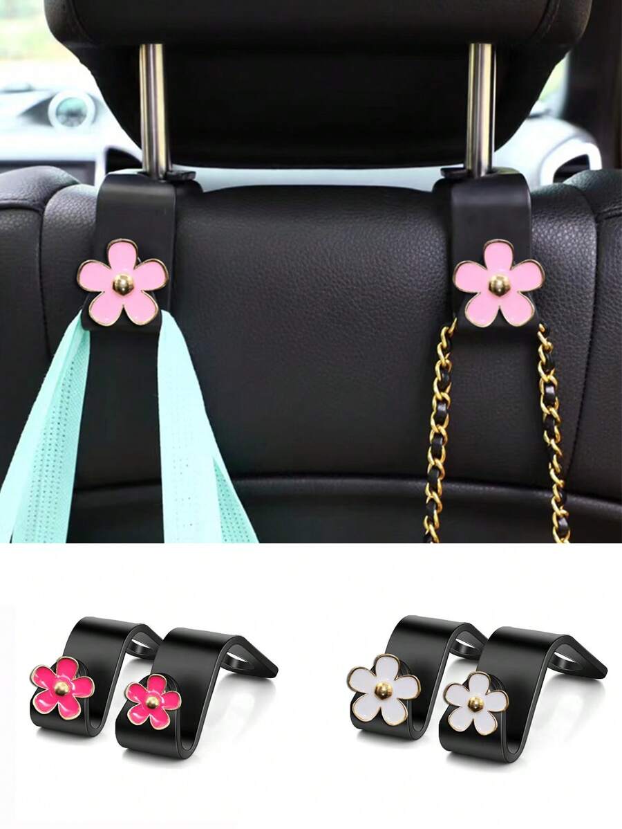 2pcs Car Flower Hooks Car Seat Back Hooks And Storage Items Inside The Car (Hook Direction Is Random)