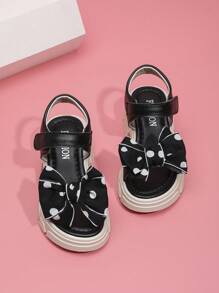 2025 Summer Big Bow Girls High Heel Sandals, Comfortable PU Leather Children Party & Casual Sandals