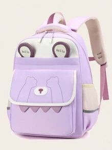 Cute Large Capacity Multi-Pocket Student Backpack, Lightweight Spine Protection Student Schoolbag, Multi-Layer Backpack, Laptop Backpack - Purple - View 2