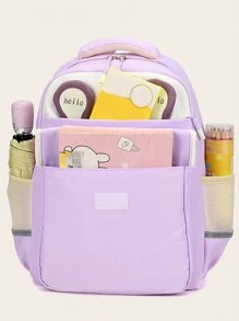 Cute Large Capacity Multi-Pocket Student Backpack, Lightweight Spine Protection Student Schoolbag, Multi-Layer Backpack, Laptop Backpack - Purple - View 3