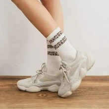 6 Paris Leopard Print Crew Socks Animal Pattern Dress Socks For Women, Lady - Multicolor - View 5