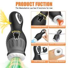Masturbateur masculin en silicone avec lèvres réalistes, vagin pour un plaisir ultime, 7 modes de succion et de rotation automatiques, intensité réglable pour un jouet sexuel ultime pour homme adulte (noir)