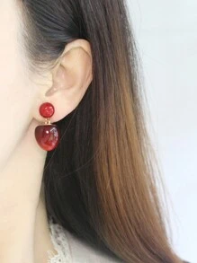 1 件复古风格樱桃吊坠流苏耳环，长款红樱桃甜美节日礼物，适合女性 - 車厘子紅色 - 查看 10