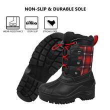 Riemot Boy's Girl'sWinter Boots Waterproof Snow Boots Insulated Furry Walking Mucker Yard Boots Warm Anti-Slip Ankle Hiking Skiing Boots In Snow Season. - Black - View 3