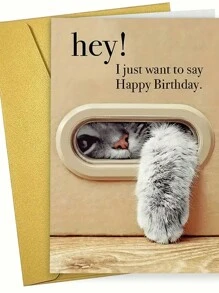 1 张独特的猫咪生日贺卡，送给家人和朋友的最佳礼物，带信封的生日快乐贺卡，不寻常的东西，可爱的美学物品
