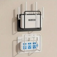 1pc Easy Install Wall-Mounted Router Holder - Fashionable White Cast Iron, Multipurpose Storage Rack, Suitable For Living Room, Box Placement, Wifi Rack, Bookshelf, Perfect Gift For Halloween, Christmas (Does Not Stick Well On White Walls And Wallpaper, Requires 24-Hour Static Placement Before Hanging) - Multicolor - View 8