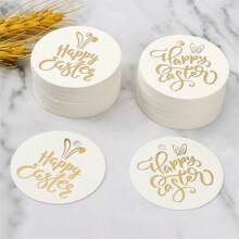 Easter Decoration Hanging Cards, Gilding Craft Cards, Cute Bunny Round Cards, Packaging Labels, Gift Decoration Cards, Suitable For Everyday Valentine's Day Easter Thanksgiving Mother Plot Father's Day And Various Gift Decoration Cards (Style Random) - Multicolor - View 4